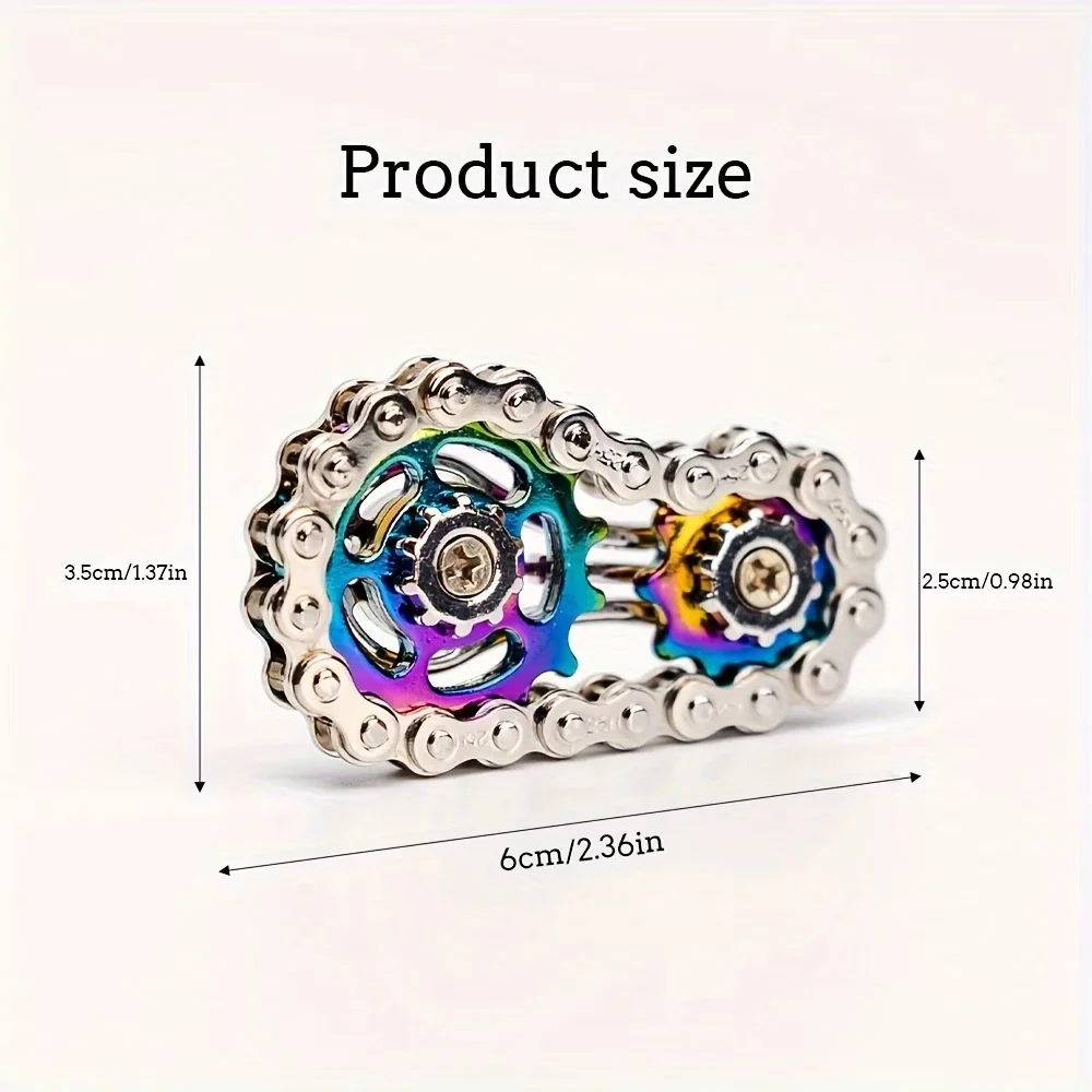 CNC Metal Gear Fidget Spinner, Silent Bike Chain Design, Steampunk Desk Decor for Office Relax & Collection
