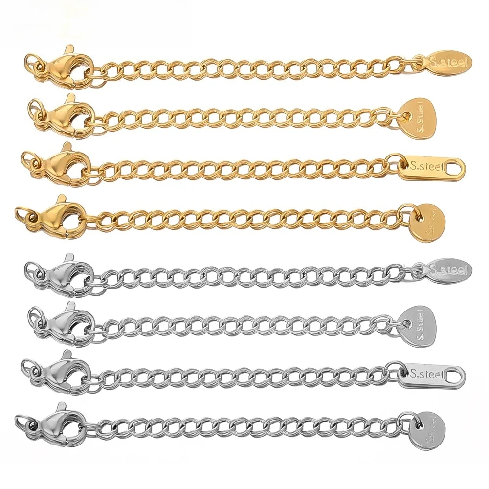 Stainless Steel Extension Chains with Extended Tail Lobster Clasps for DIY Jewelry Making Bracelet & Necklace Connectors