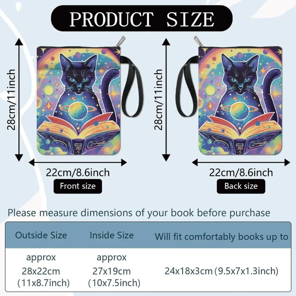 Cat Book Covers Planet Book Protector Colorful Book Sleeve for Paperbacks Washable Fabric Cloth Book Cover with Zipper and Extra