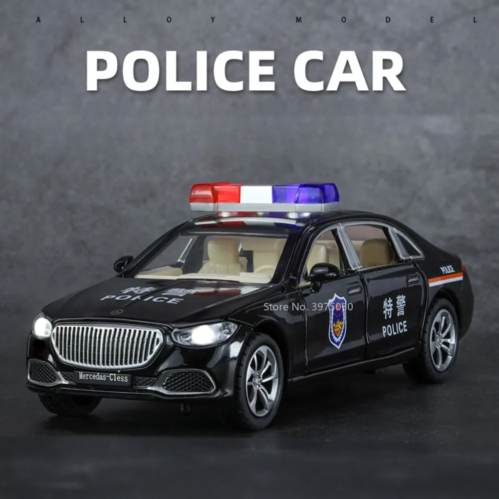 

1/32 Alloy Car Model Toy S680 Police Car Metal Diecast Boy Toys with Sound Light Pull Back Collection Decoration for Birthday