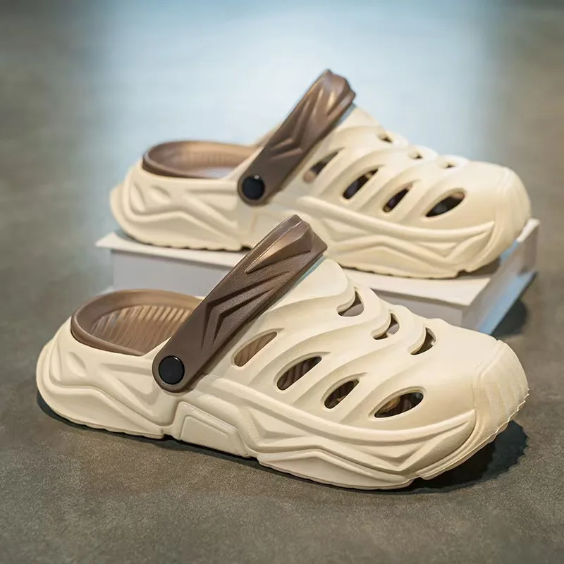 

Модные удобные мужские сабо на платформе, рост 4 см, увеличение, облачные шлепанцы, повседневные тапочки, пляжная обувь, крутые сандалии
