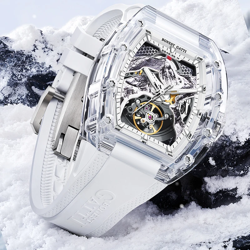 

Мужские часы BONEST GATTI Everest Series, полностью автоматические, скелетонизированные, механические, немецкий топ-10 бренд, роскошный подарок на день рождения, хронограф