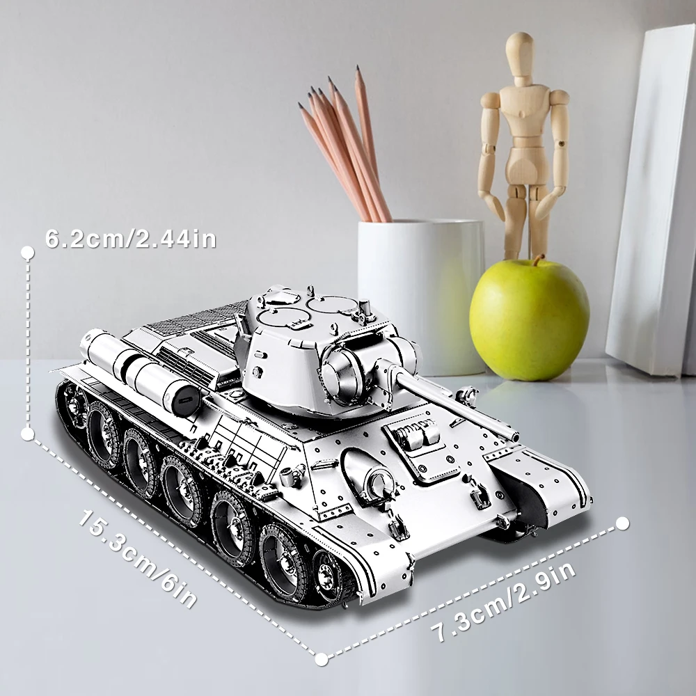 Piececool 3D Metal Model Kits 1:48 T-34/76 Medium Tank Model 3D Puzzles for Adult to Build Jigsaw Building Blocks Best Gifts