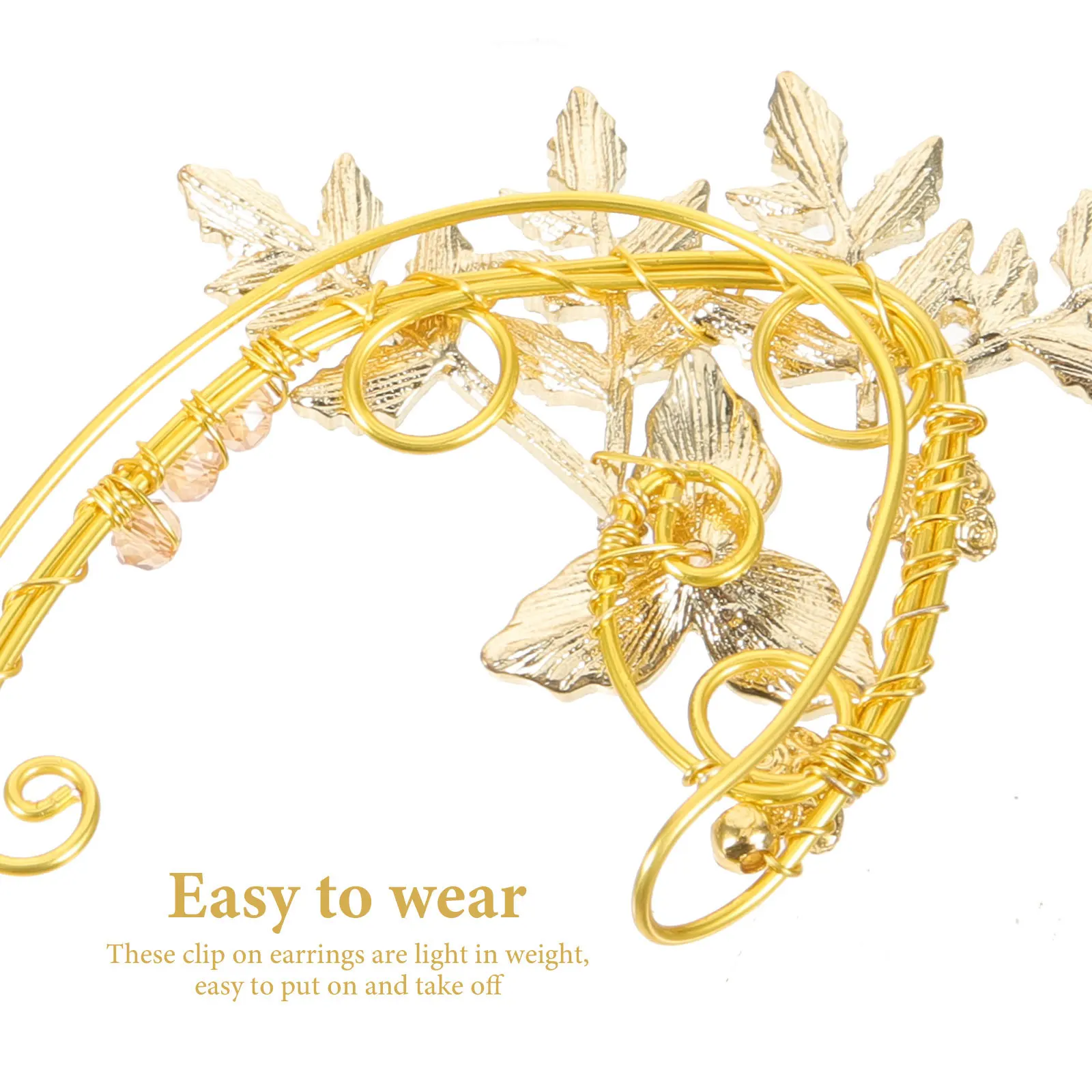 

1Pair Leaf Elf Ear Cuffs Non-Pierced Clip Earrings Creative Fairy Ear Wrap Jewelry Costume Accessories for Women Teen