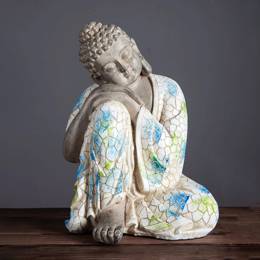 

Southeast Asian Buddha statues ornament, Resin Buddha sculpture, Courtyard garden decorations, Micro landscape accessories, 21cm