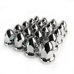 20PCS 33mm Chrome Lug Nut Covers Push On,ABS Chrome Plastic Push-on Bullet Flanged Lug Nut Covers for Semi Trucks