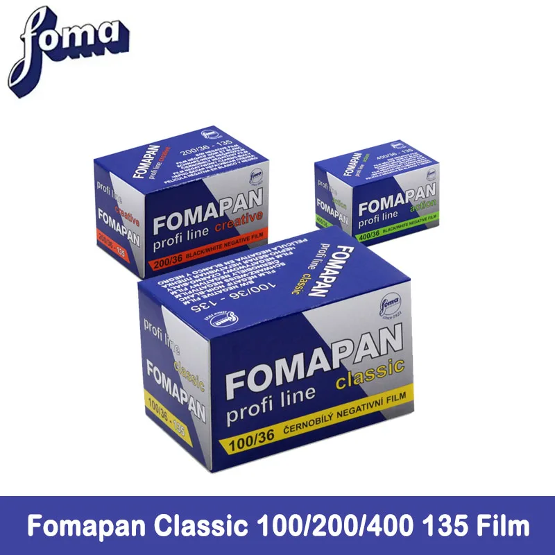 1-5 Rolls Fomapan Classic 100/200/400 135 Film Kinetoscope Move Films New Classic Black And White Subpackage Rolls 36 Exposure