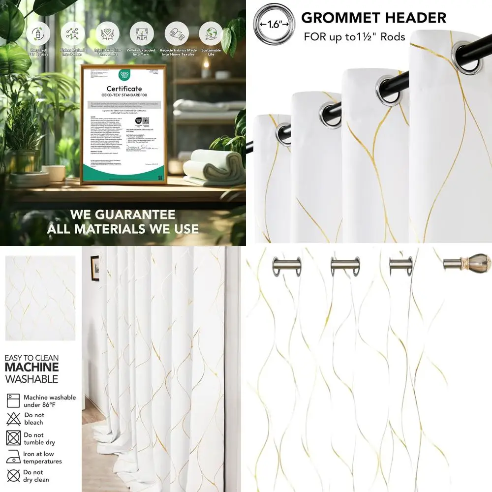 

Плотные шторы с термоизоляцией, затемняющие шторы для спальни и гостиной, волнистый принт, чистый белый цвет, 52x96, 2 панели