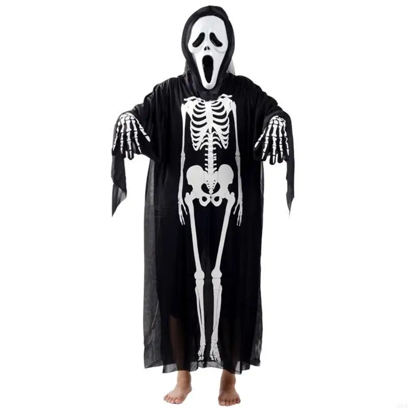 Volwassen kinderen carnaval maskerade skelet jurk robe Halloween feest cosplay mantel