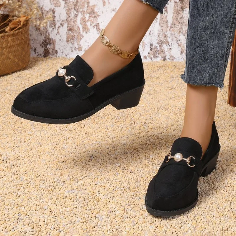 Vrouwen Pompen Lente Herfst Mode Loafers Grote Maat Casual Medium Hak Puntschoen Slip-On Schoenen voor Vrouwen Zapatos de Mujer