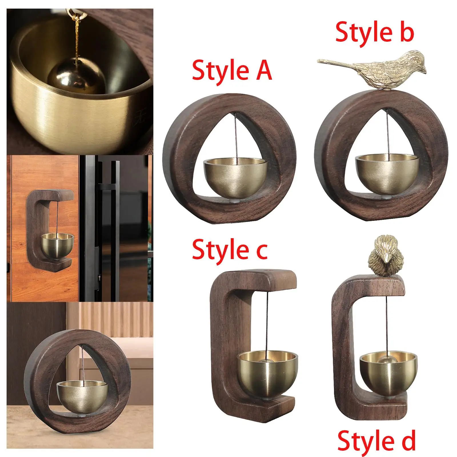 Doorbell Hanging Bell Decorative Wood Entry Chime Shopkeepers Bell Wind Chime for Backyard Barn Gate Office Indoor Outdoor