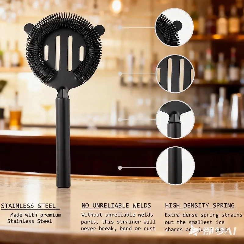 10Pcs Matte Black Stainless Steel Boston Cocktail Shaker Bar Kit Complete Mixology Tools For Modern  Bar Table Decor Gi