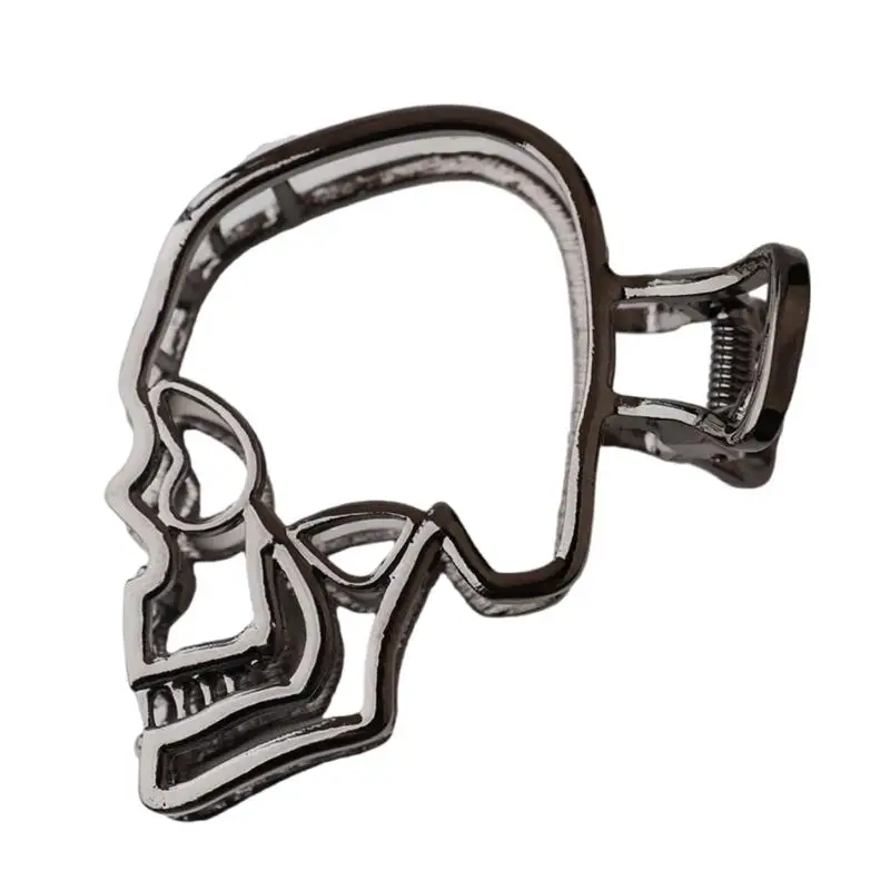 

31BB Trendy Hollow Out Skull Hair Accessory Metal Hair Claw Clip Cosplays Hair Ornament For Daily Wear Halloween Costume