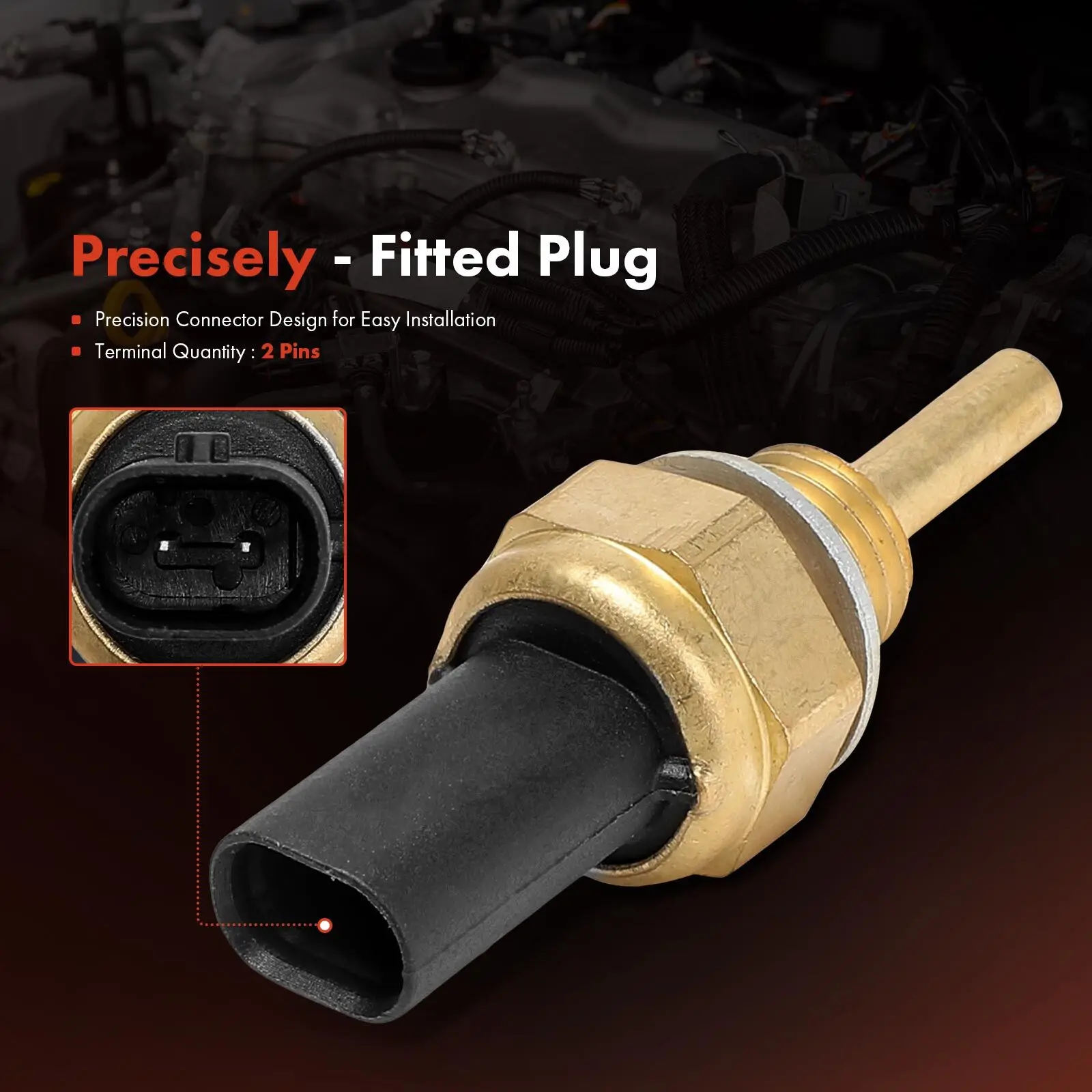 Engine Coolant Temperature Sensor with 2-Pin for Buick Cadillac Chevrolet GMC 25186240