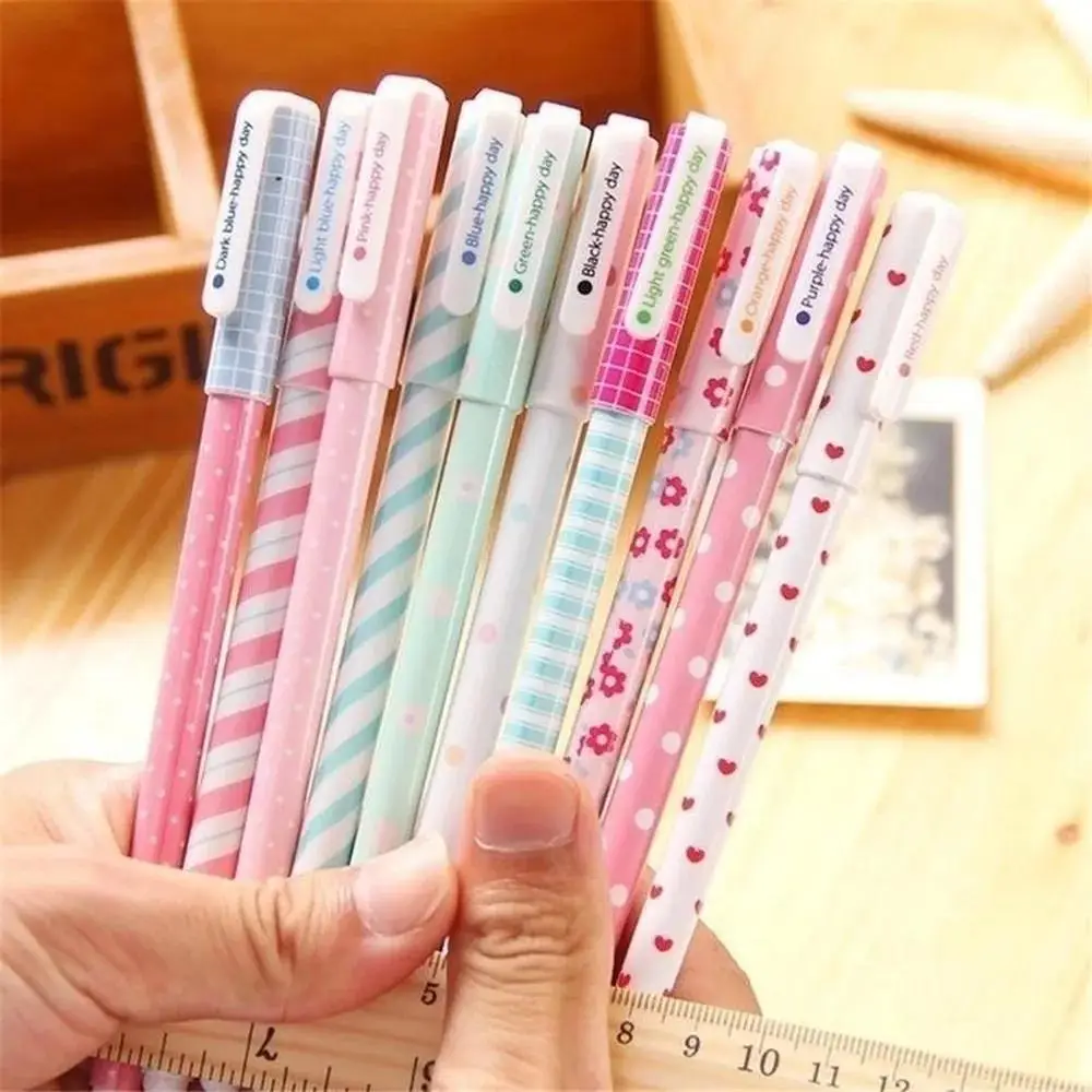 10 Pcs/Set Colorful 0.38mm Gel Pen Flower Animal Starry Star Sweet Flora Colored Gel Pen Cute Pens For School Stationary