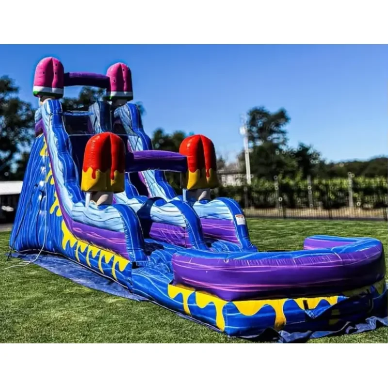 Commercial PVC Ice Cream Theme Inflatable Water Slide Outdoor Waterslide With Detachable Pool for Backyard Kids Party
