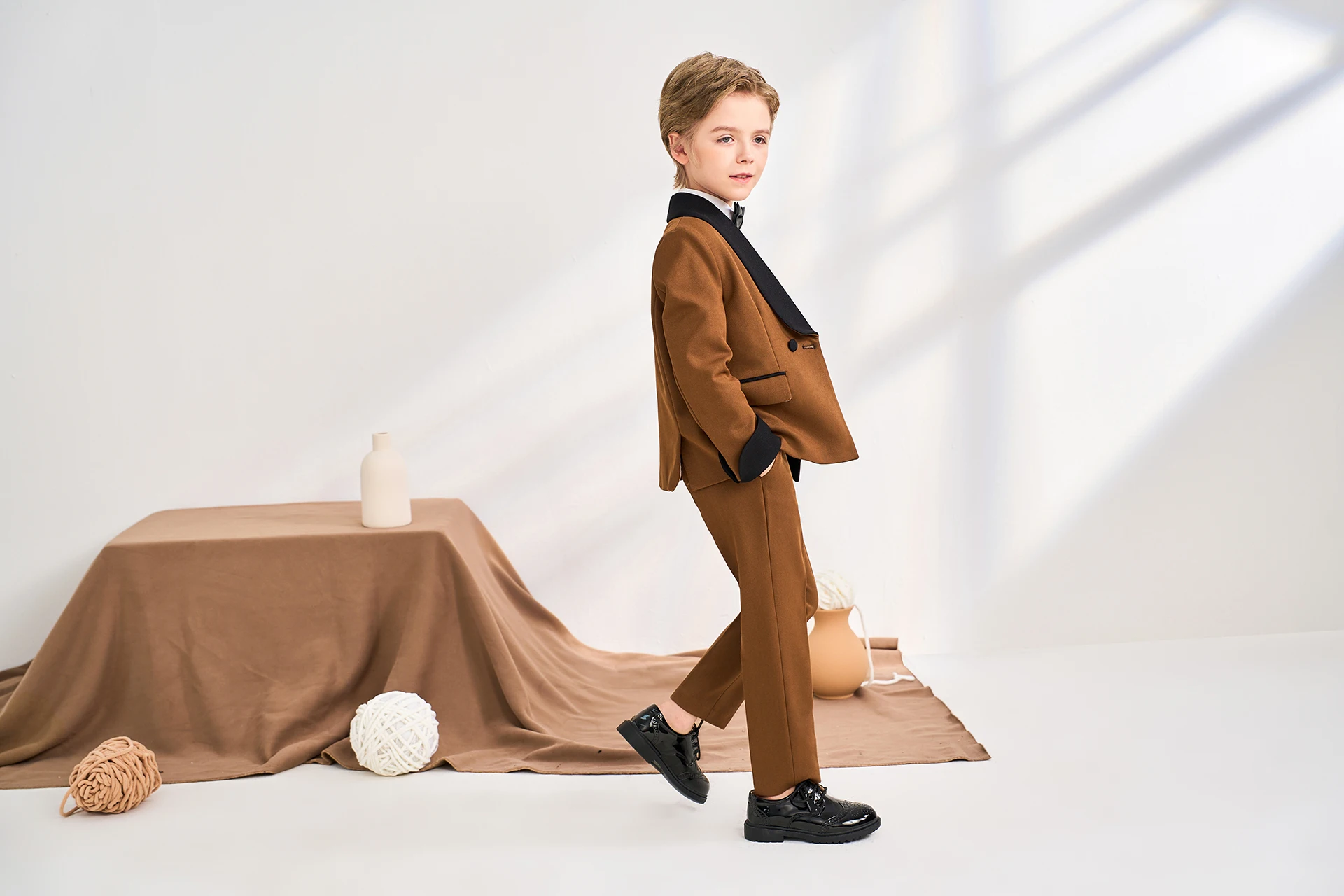 French Color Matching Boy Suits Cute Kids Dinner Tuxedos For Wedding Party Prom Birthday Wear Jacket Pants Vest