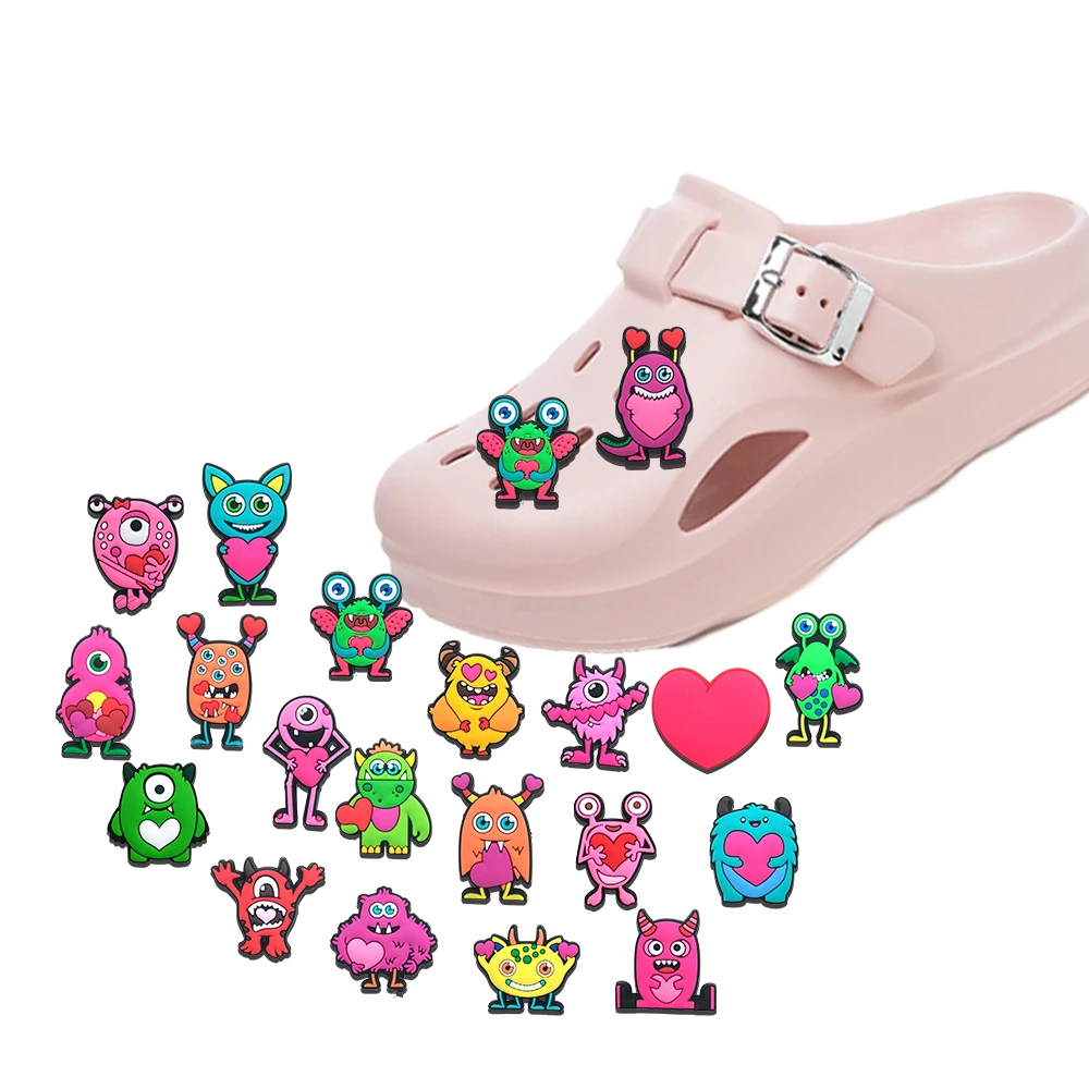 1-60pcs  Monster Love Pink Series Shoes Charms PVC Shoe Bag Accessories For Clogs Sandals Decoration Buckle Kids Gifts