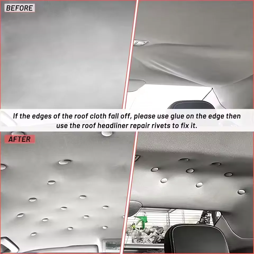 40Pcs Car Interior Ceiling Cloth Snap Pins Retainer Fastener Fixed Screw Buckle Auto Roof Headliner Repair Rivets Button
