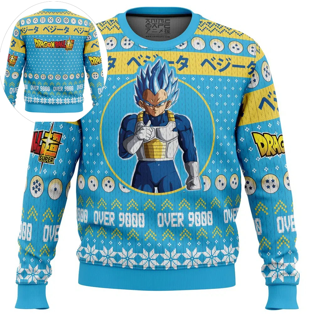 

Худи-пуловер с 3D-принтом Dragon Ball Super Vegeta Blue Over 9000, ретро-топ оверсайз для детей унисекс, коллекция Осень-Зима 2026