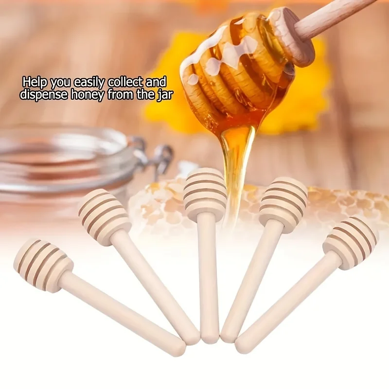 Honeystir stick, Honeystick, Round Head Stirring Rod,Jam Stick,Kitchen Gadgets,Wooden Honey Dip Stick,Natural Wooden Honey Dip D