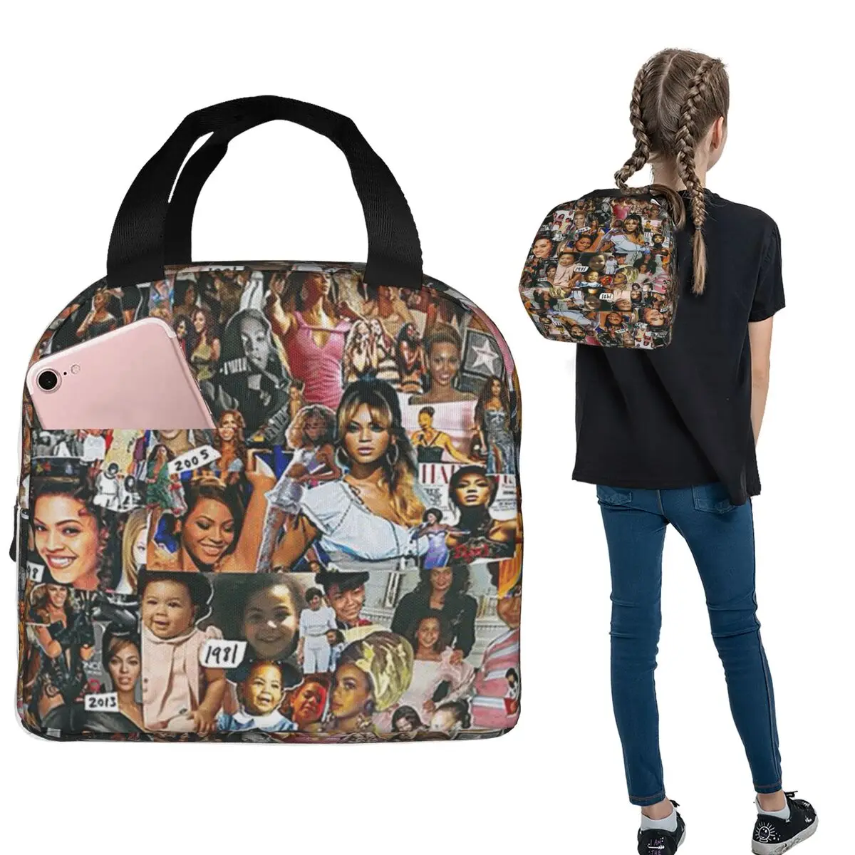 

Beyonce Insulated Lunch Bag for Women Children Portable Food Boxes Thermal Lunch Box Tote