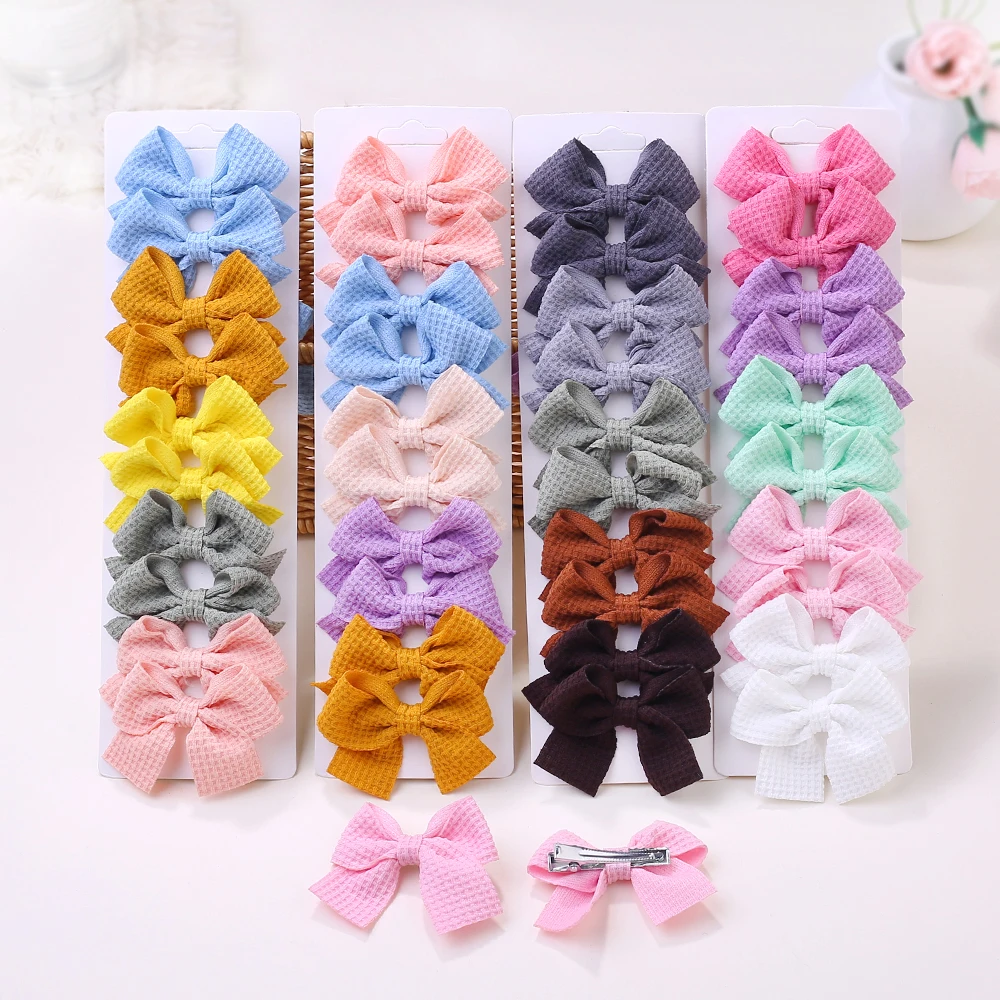 

10 Sets of hot selling fabric children's bow hair clips, handmade hair clips, duckbill clips for girls' hair accessories