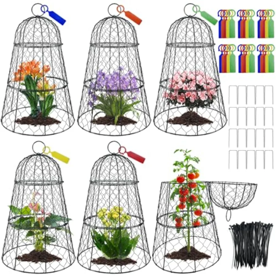 

Garden cloches for outdoor plant protection, rust-proof heavy duty metal, silver-gray, modular design enables customizable cove