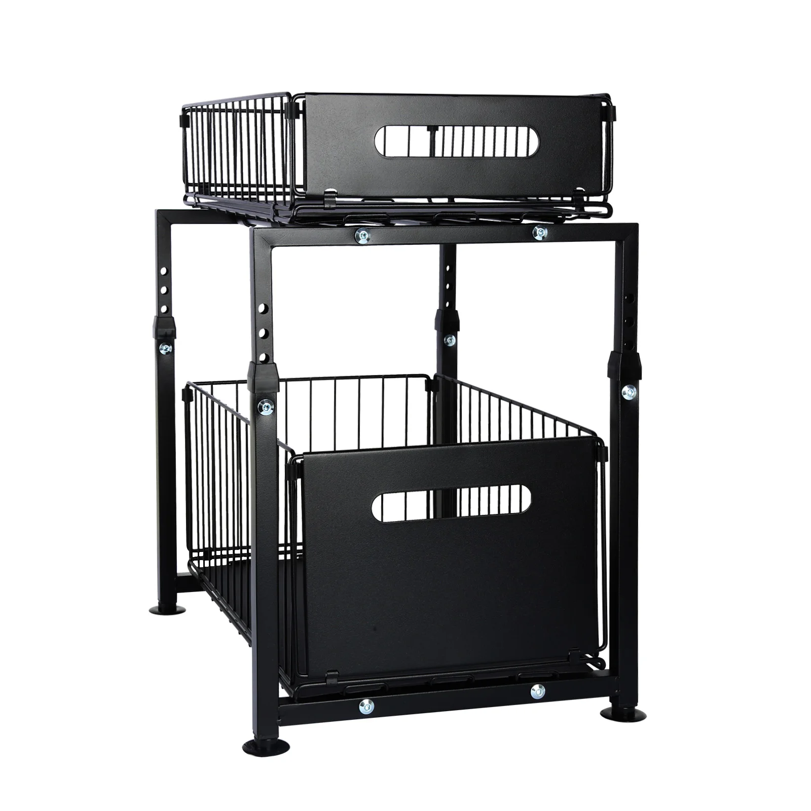 Étagère de rangement, étagère sous-évier à 2 niveaux, réglable en hauteur, pour comptoir de cuisine, en acier au carbone, pour bouteilles et pots à épices, armoire de salle de bain, 29*38*49cm
