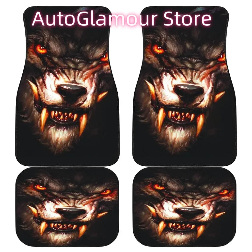 Wolf Car Floor Mats Custom Wolf Car Accessories 4PCs Pack Interior Accessories Anti-skid Car Floor Mats