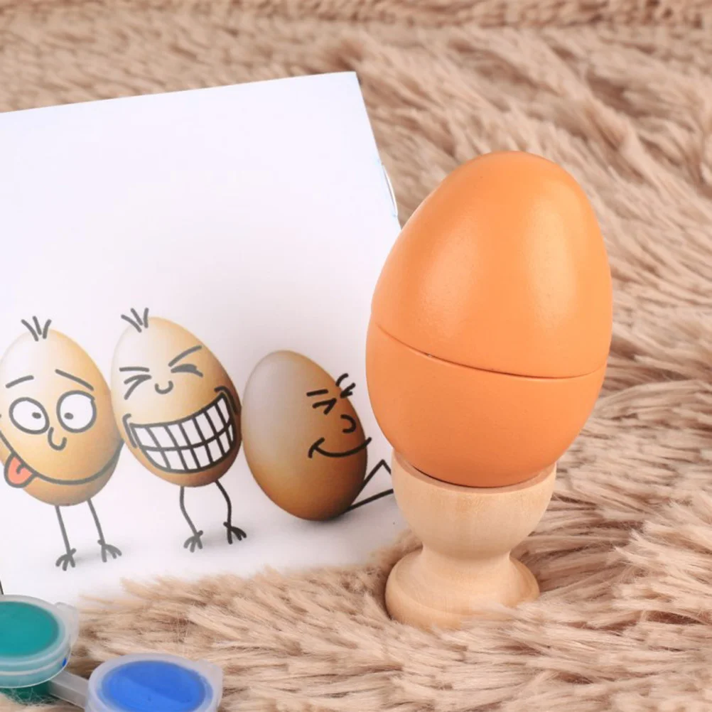 

6Pcs Natural Wood Egg Cups Stylish Egg Holder for Kitchen Table Boiled Eggs Tray Breakfast Tools Kitchen Tools