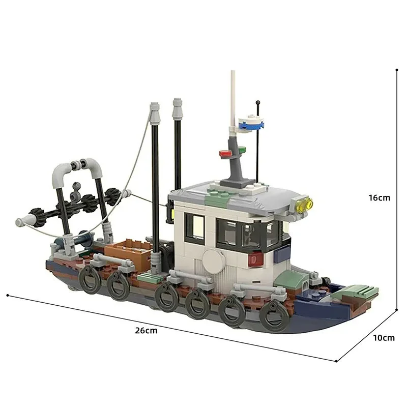 New MOC-47817 Small Trawl Fishing Boat Spliced Building Block Model 789PCS Adult and Children's Birthday Christmas Toy Gift