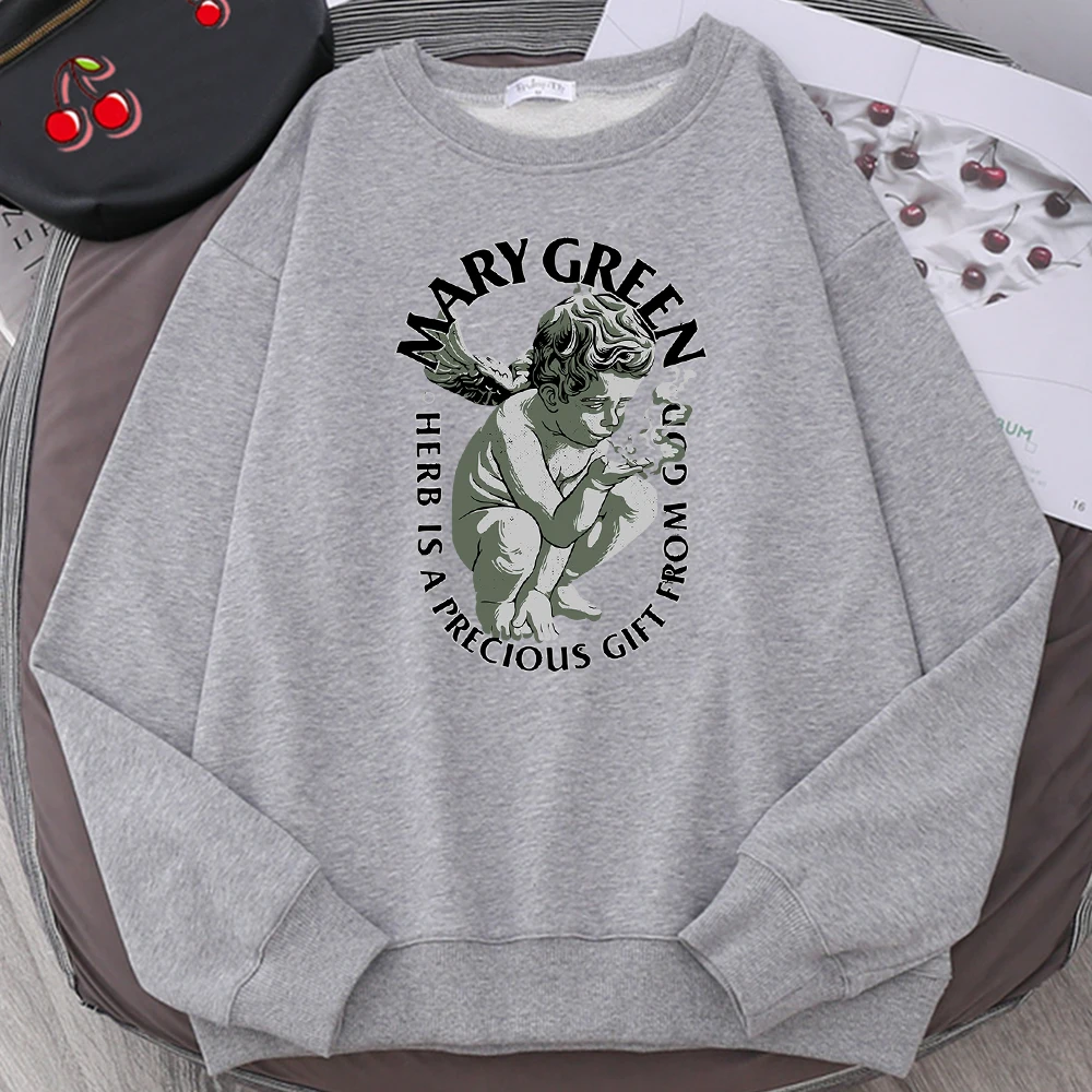 Mary Green Herb Is A Precious Gift From God Printed Mens Hoodie Casual Street Funny Sweatshirt Crewneck Fashion Tops Man Hoodies