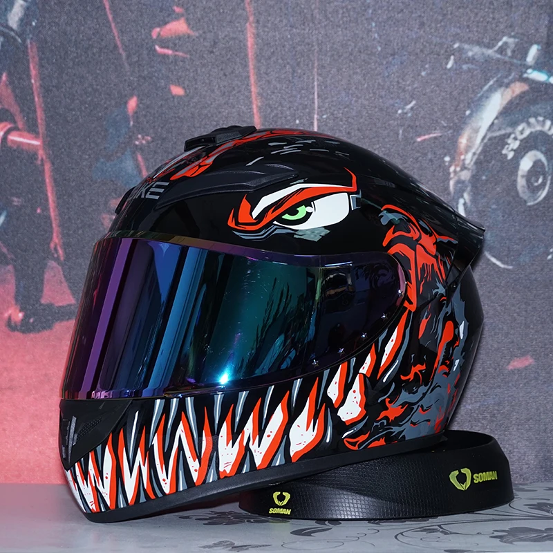 

DOT certified full-face motorcycle helmet modular lightweight ventilation anti-collision safety helmet for men and women.