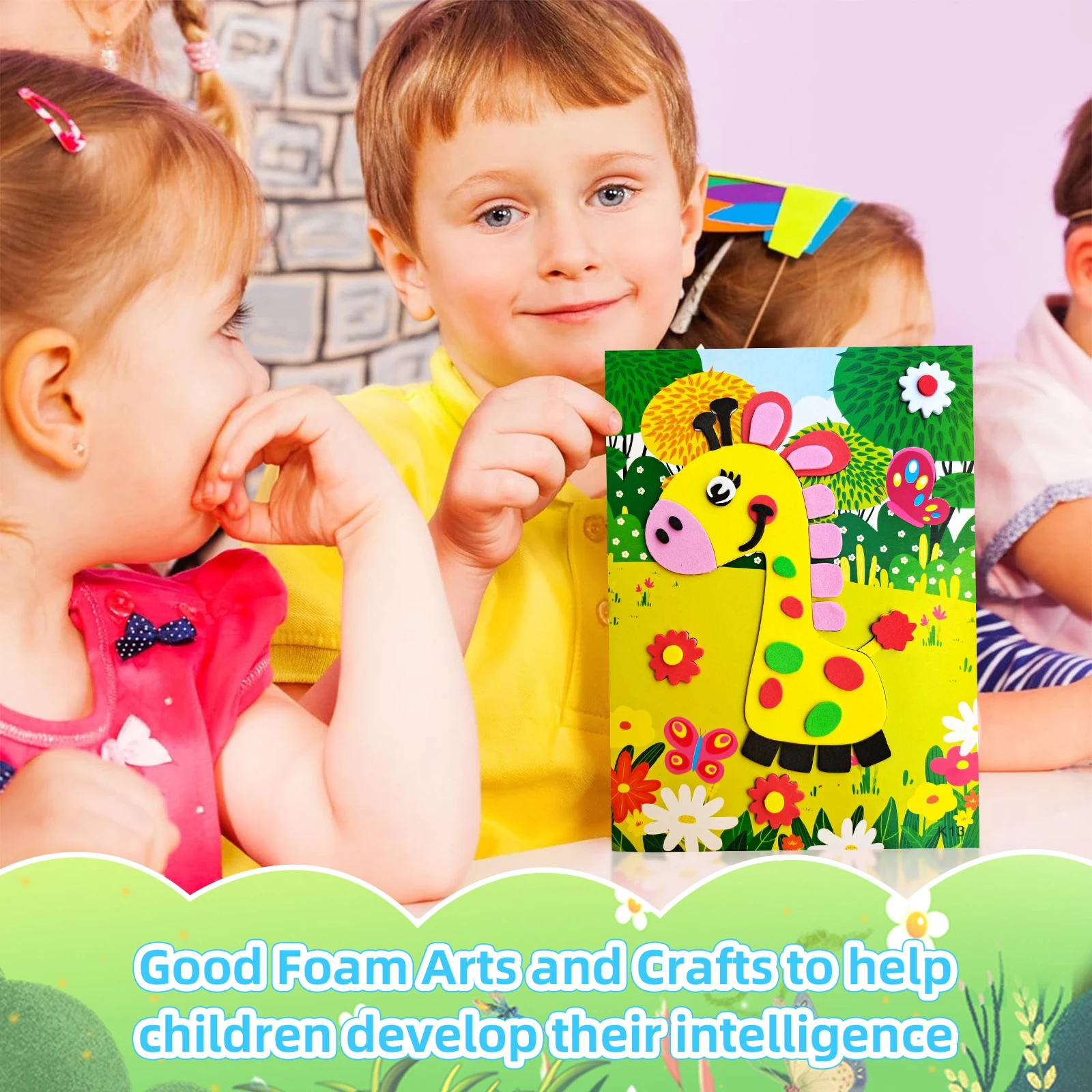 3d eva espuma adesivo quebra-cabeça diy dos desenhos animados animais brinquedos educativos para crianças arte artesanato kits atividade criativa presentes de aniversário