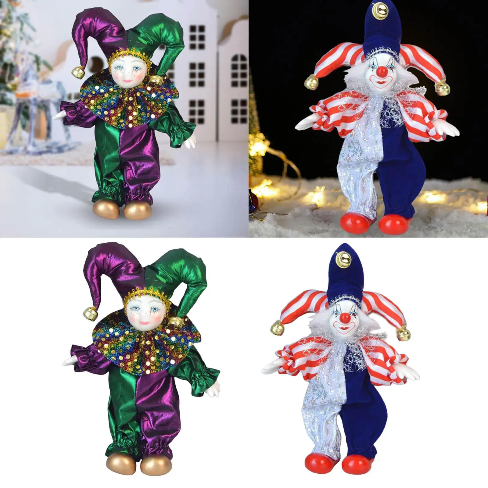 Cute Clown Doll Flexible Joints Arts Delicate for Desktop Collections Decor