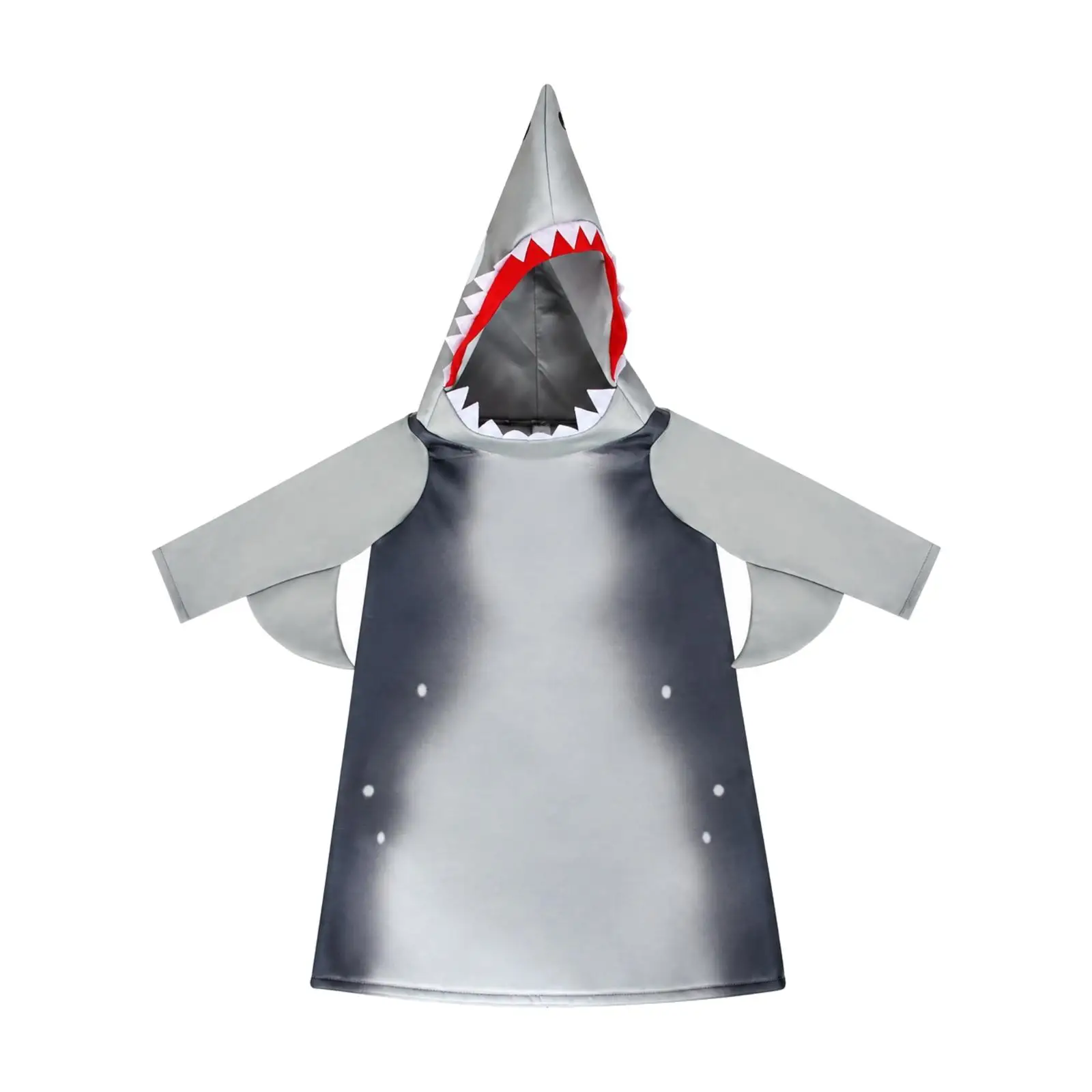 Children Cartoon Shark Costume Cape with Open Mouth Hood and Fangs for Party Performance and Creative Play Outfit