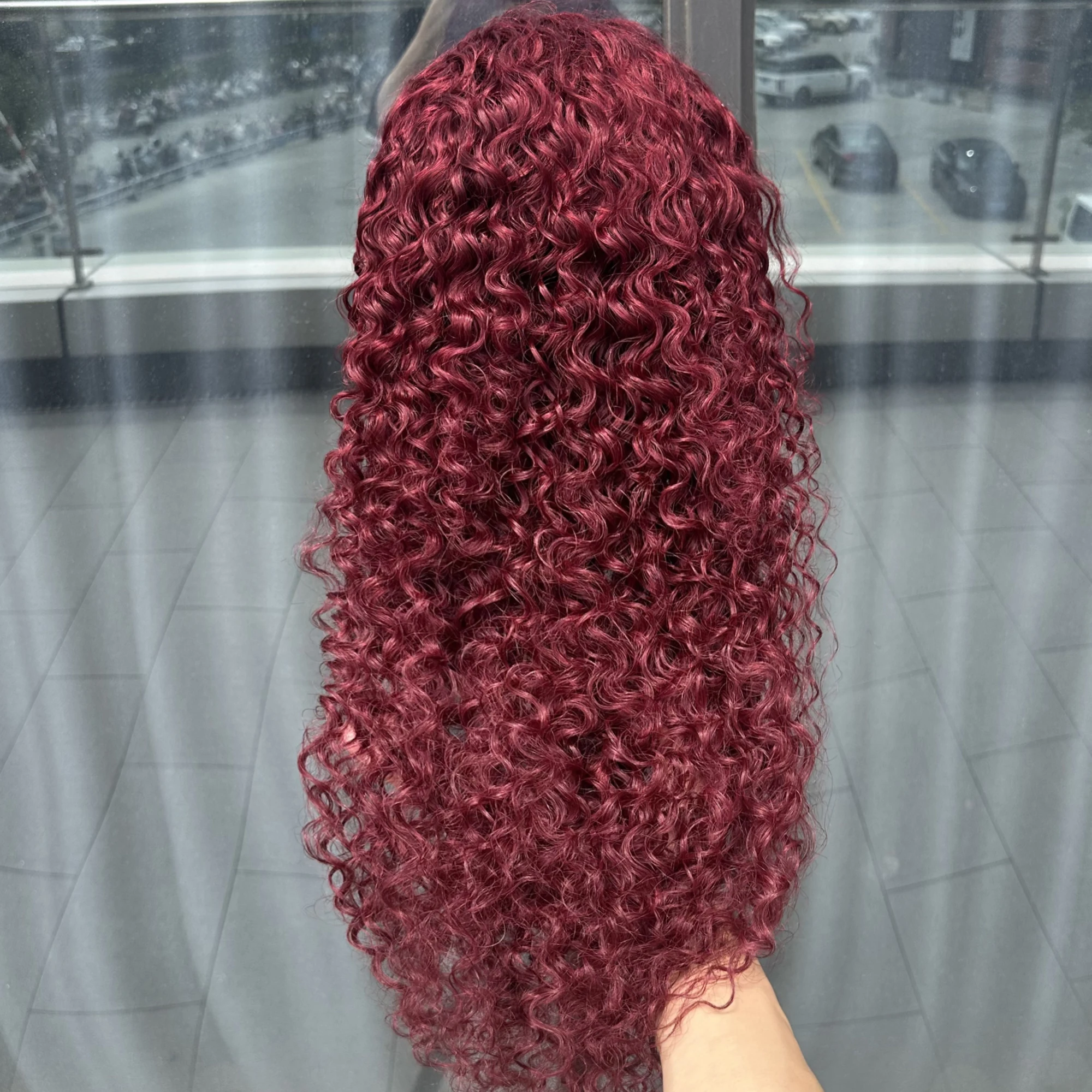 

99j Water Wave Wigs Human Hair 13x4 HD Lace Frontal Wigs Curly Burgundy Lace Front Human Hair Wigs For Women