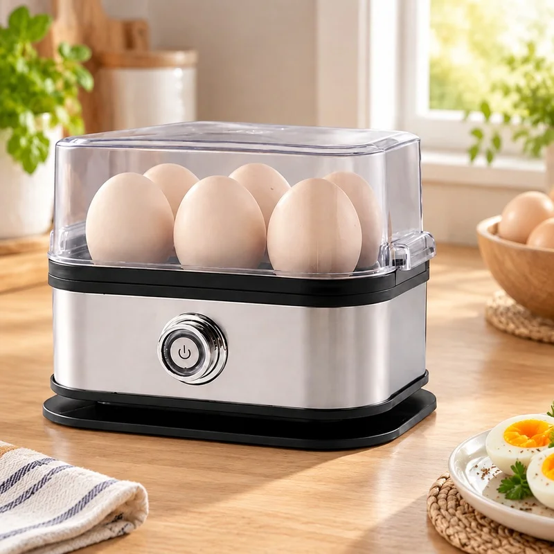 Compact 6-Egg Cooker with 200W Stainless Steel Body, Fast Boil and Automatic Power-Off Function