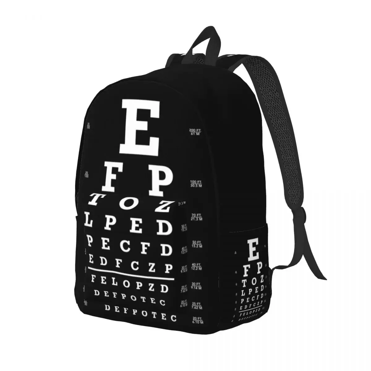 Eye Snellen Chart Canvas Backpacks for Boys Girls Optometrist Eye Exam College School Travel Bags Bookbag Fits 15 Inch Laptop