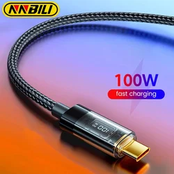 NNBILI PD 고속 충전 C타입 to C타입 케이블, 디지털 디스플레이 USB to C타입 케이블, 샤오미 14 화웨이 맥북 아이패드용, 100W, 5A, 66W