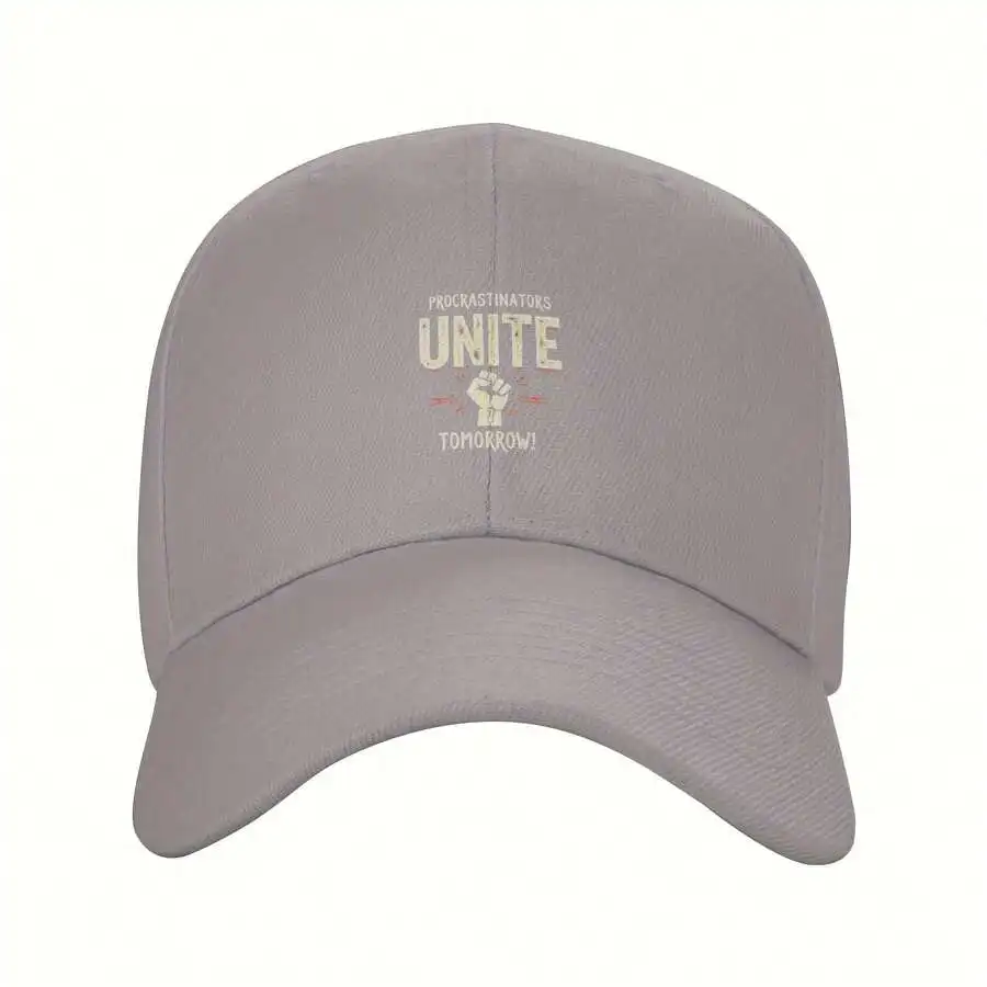 

Procrastinators Unite Baseball Cap Gray Polyester Casual Unisex Hat