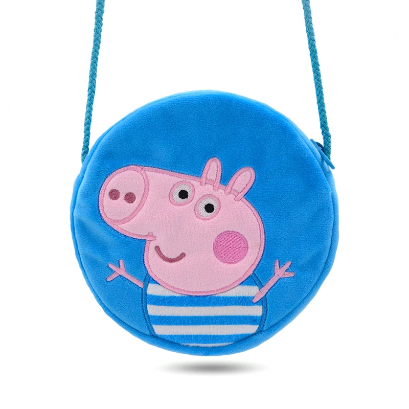 Peppa Pig pluszowa torba Crossbody dla dzieci okrągłe pluszowe torby George plecak przedszkolny kreskówkowa torba na ramię torebka na monety prezenty urodzinowe