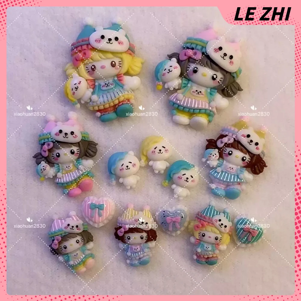 

Kawaii Cartoon Anime Hello Kitty Bear Nail Silicone Mold Stripes Hat Skirt Throw Pillow Bowknot Finished Product Nail Mold