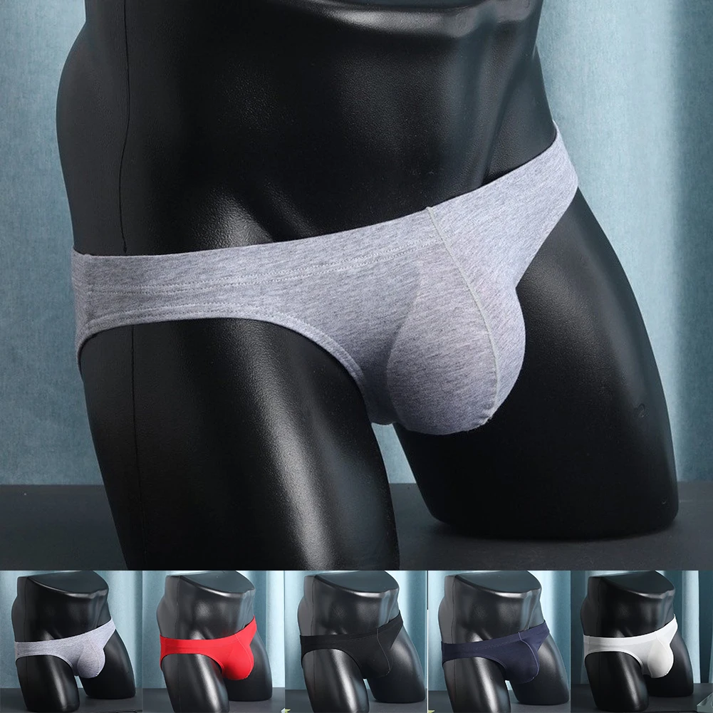 Men Briefs Underwear with Bulge Pouch for Enhanced Daily Comfort Breathable Solid Color Polyester Spandex Fabric