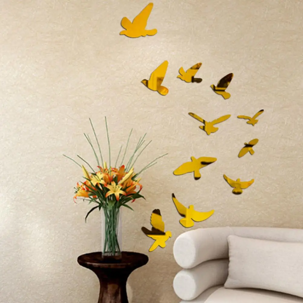 11Pcs/Set Wall Sticker Useful Perfect Result 3D Wall Sticker Bird Vivid 3D Wall Decorative Sticker for Bed Room