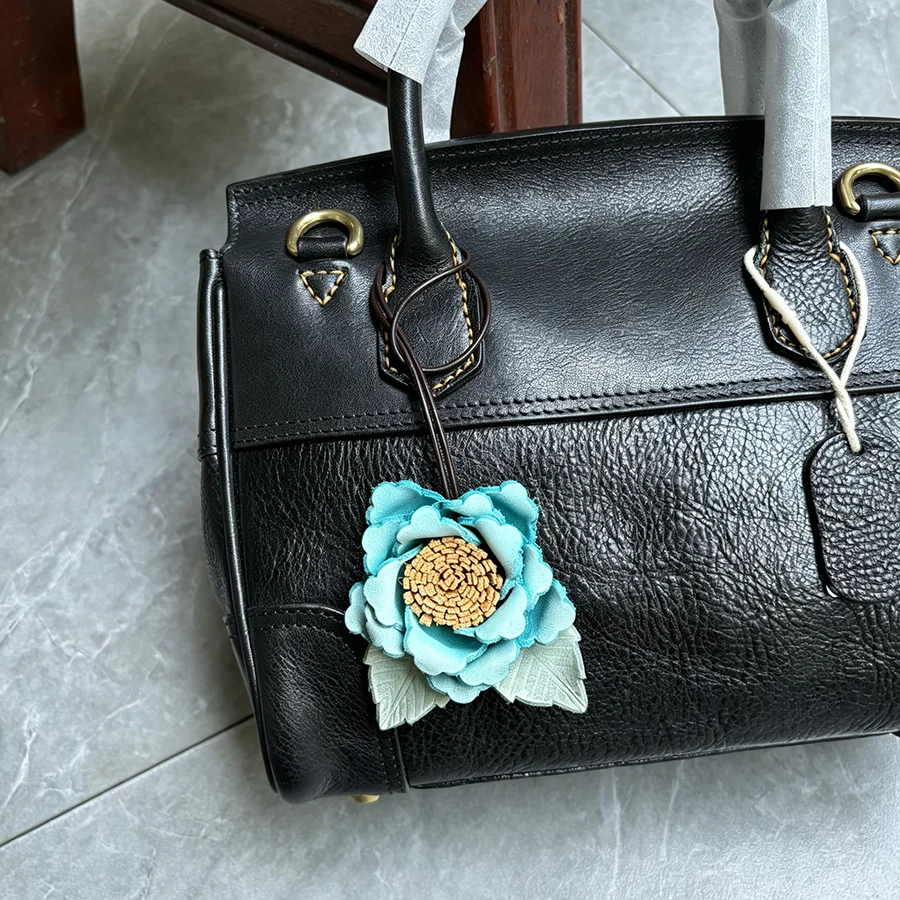 Cowhide Sunflower Pendant Bag Charm Purple Flower Keychain Bag Pendant Decoration Girl Gift Bags Accessories