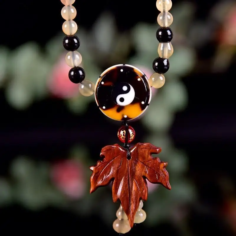 108 Maple Leaf Style Sheep Horn Necklace Bracelet Men and Women Buddhist Beads