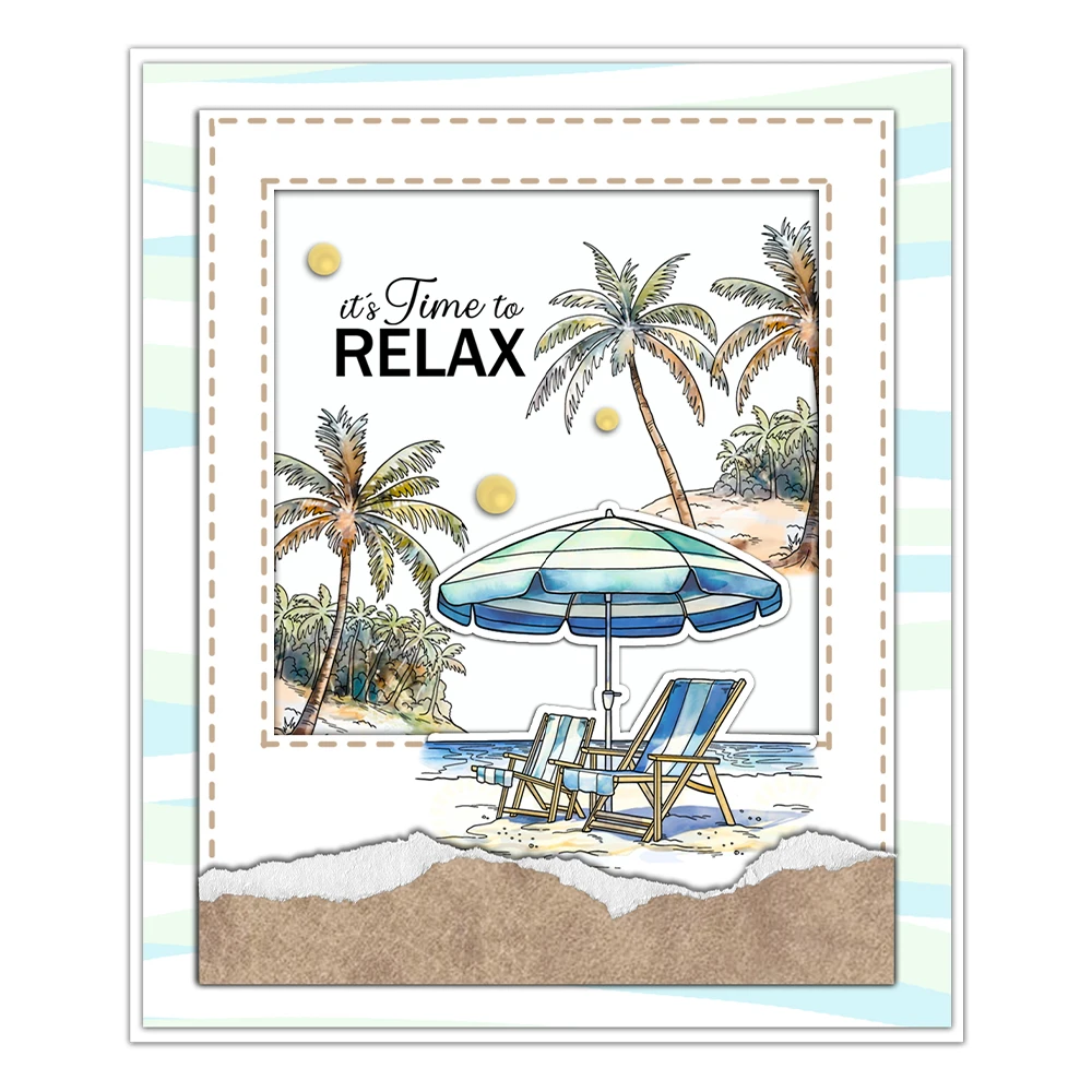 Mangocraft Relaxing Summer Days Beach Tree Clear Stamp DIY Scrapbooking Supplies Silicone Stamps For Card Making Albums Decor