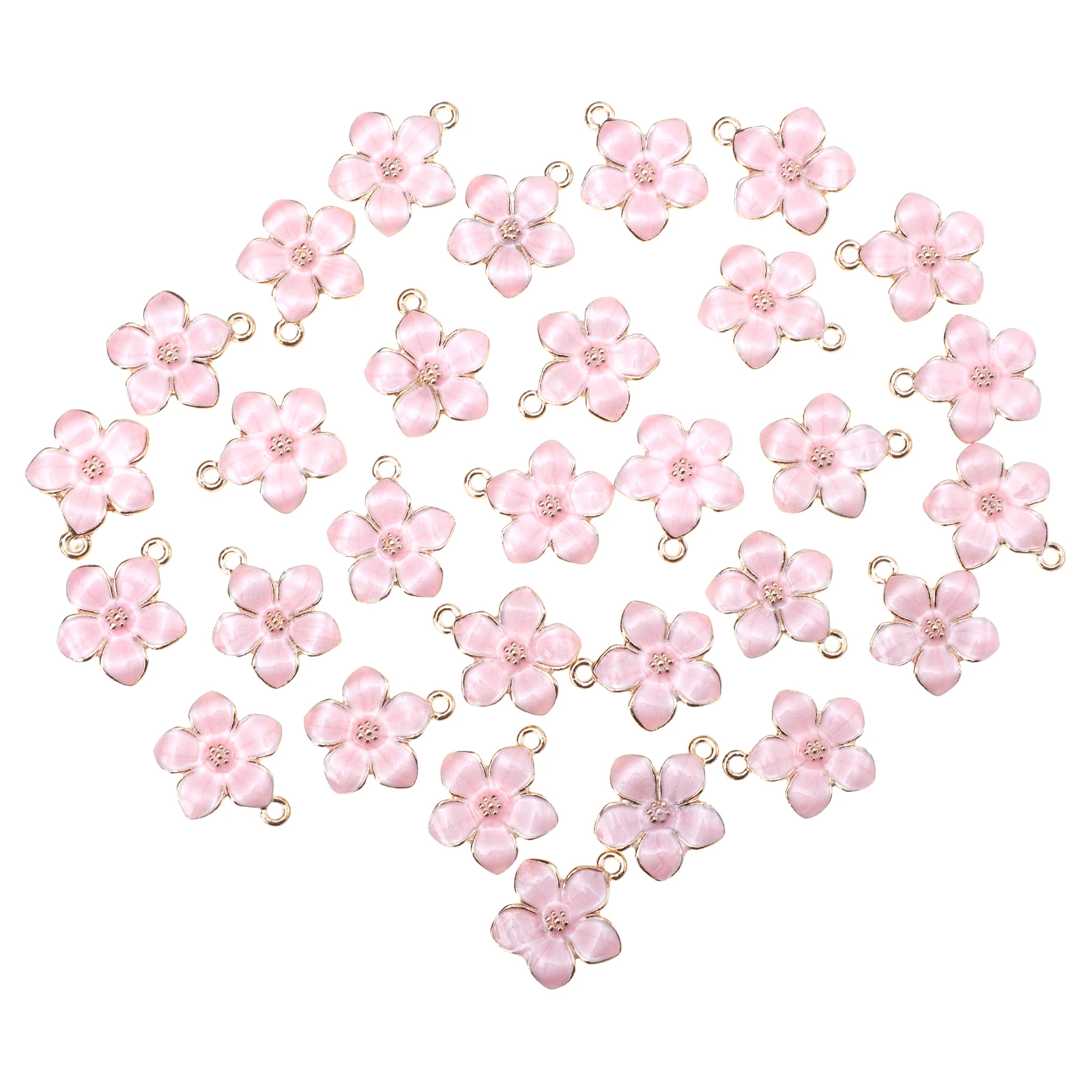 

30pcs Flower Jewelry Charm Pendants Metal Alloy Findings Gold Plated DIY Earrings Necklace Craft Project Accessories